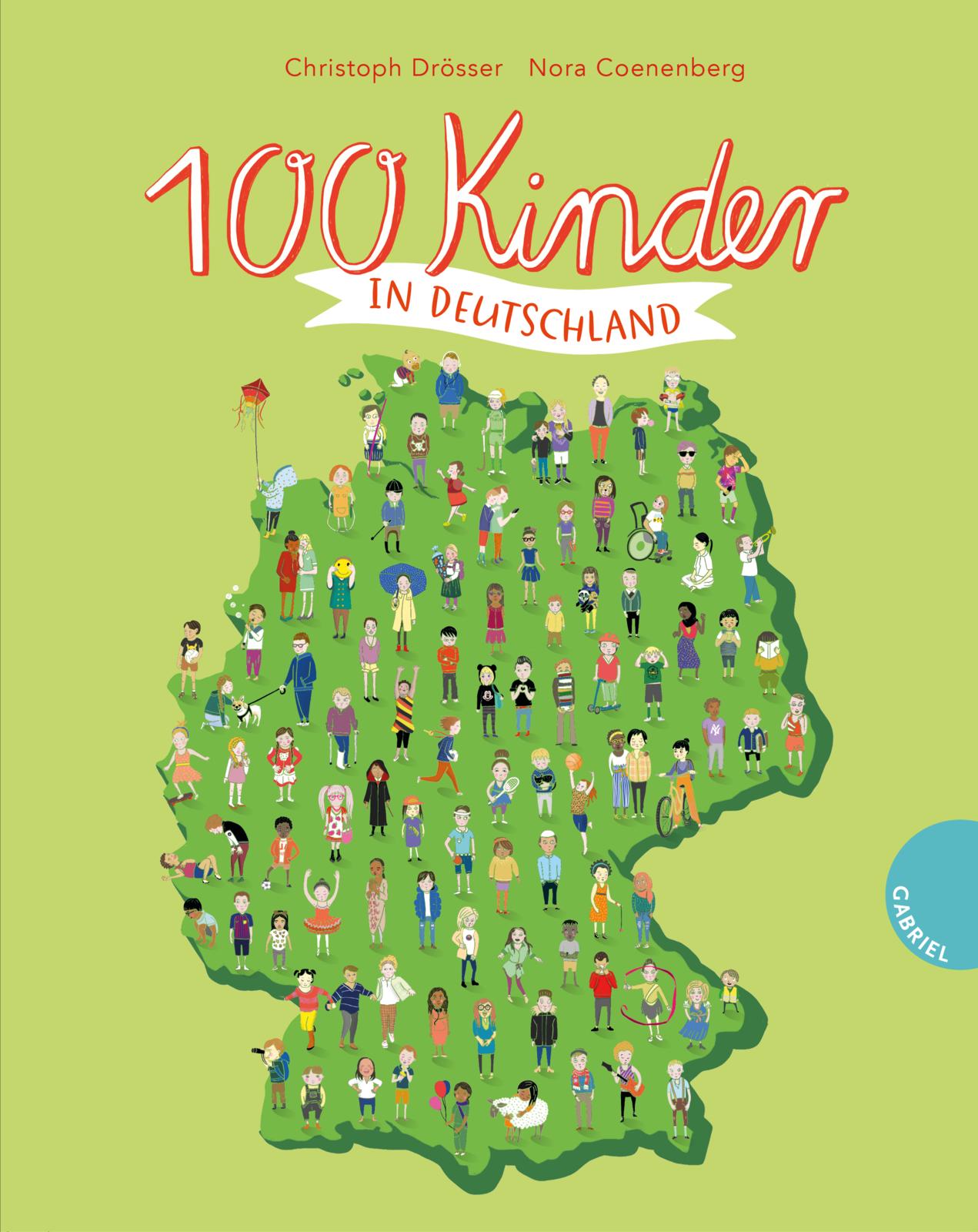 Eine Landkarte in den Umrissen Deutschlands auf der viele Kinder zu sehen sind