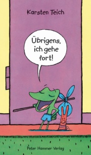 Ein Frosch mit Schultertuch an einer Tragestange