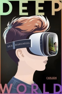 Ein Junge, der eine große VR-Brille trägt.