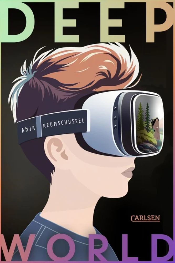 Ein Junge, der eine große VR-Brille trägt.