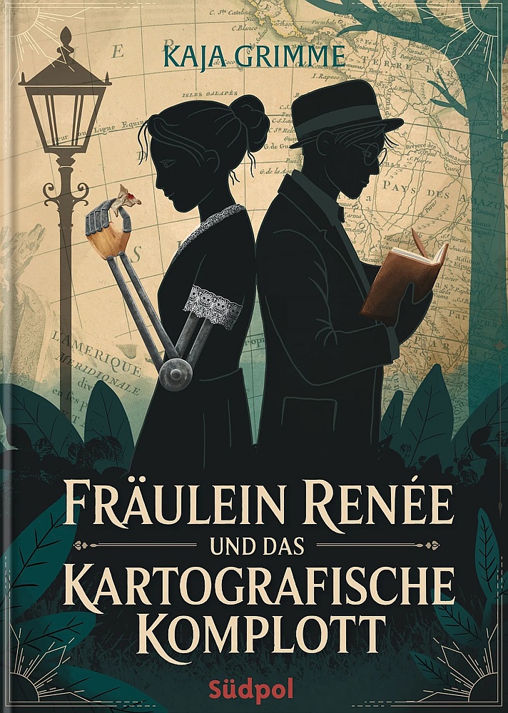 Ein Mann und eine Frau stehen Rücken an Rücken. der Man hält ein Buch in der Hand. Die Frau hat einen künstlichen Arm aus Metall