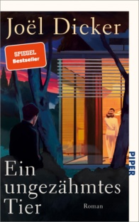 Ein Mann steht im Dunklen vor einem Haus und betrachtete durch ein großes, hell erleuchtetes Fenster eine Frau in einem Pyjama.