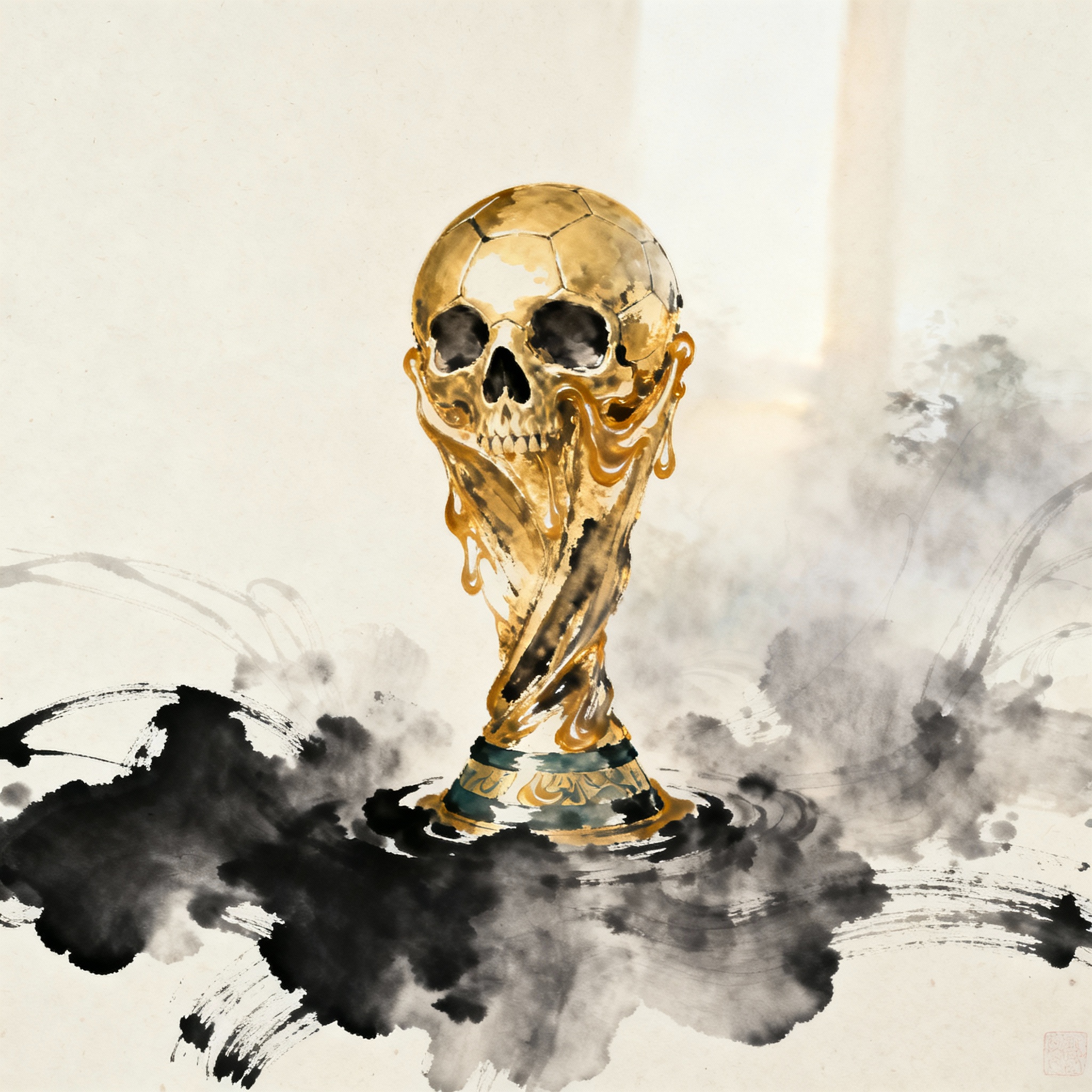 Ein Pokal auf dessen Spitze ein meschlicher Schäder thront