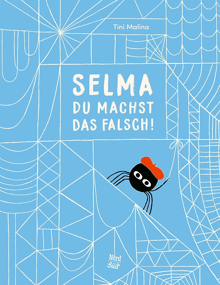 Eine Spinne webt ein ungewöhnlich geformtes Netz und trägt dabei eine Baskenmütze.