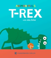 Ein Tyrannosaurus, der versucht, einen Basketball vom Boden aufzuheben.