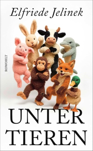 Mehrere Stofftiere, unter anderem ein Affe, ein Fuchs, eine Ente, ein Schwein, ein Delfin und eine Kuh.