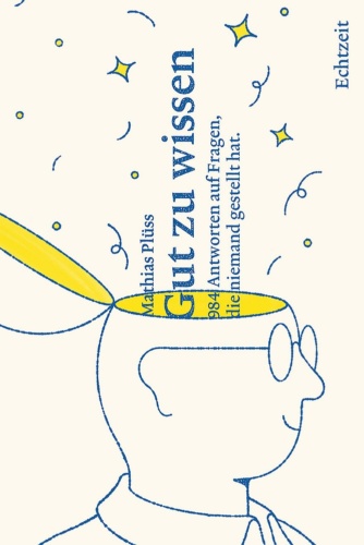 Zeichnung eines Mannes, dessen Kopf aufgeklappt ist. Der Buchtitel fliegt aus seinem Kopf heraus.