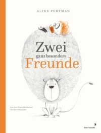 Zeichnung eines Hundes mit einer dichten Mähne. Auf der Mähne liegt ein Junge und liest ein Buch